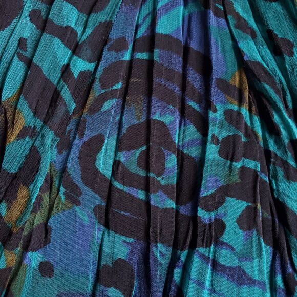 Ruby Rd Maxi Skirt Sz 12 NWT Teal Blue Green Crinkle Pleated Accordion Boho - Picture 2 of 9